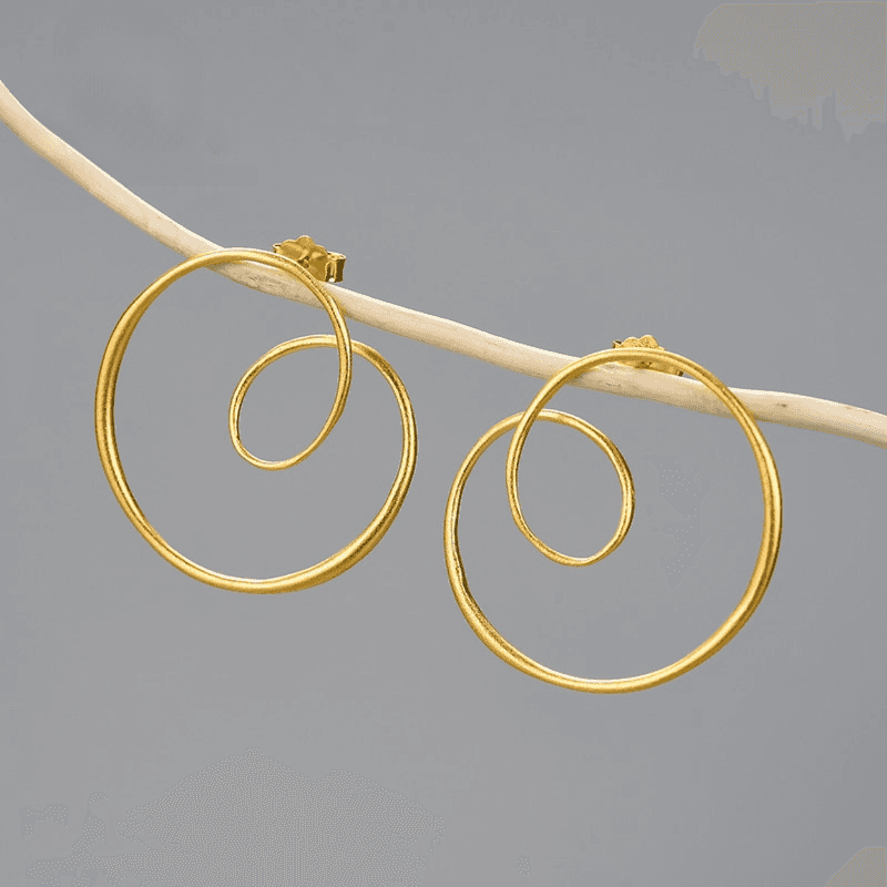 Minimalism Gold Round Spiral Twisted Stud Earrings
