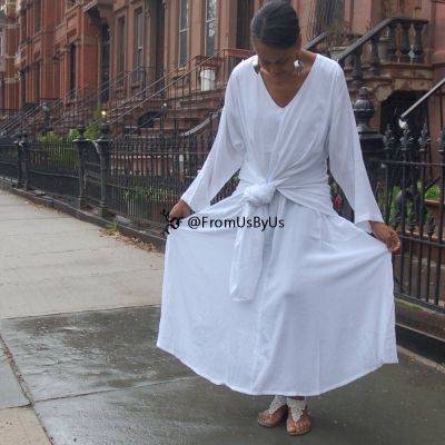 Moroccan Magic Dress White with sleeves