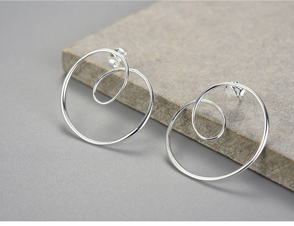 Minimalism Gold Round Spiral Twisted Stud Earrings