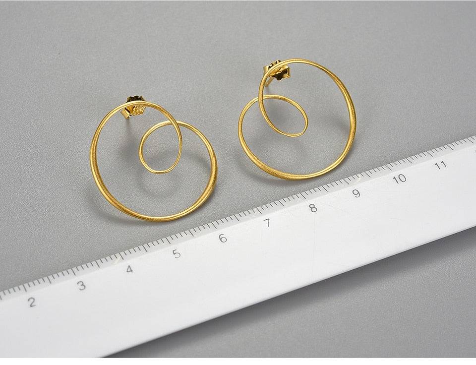 Minimalism Gold Round Spiral Twisted Stud Earrings