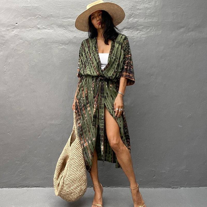 Tie Dye Kimono Beach Dress for Women - Summer Beachwear Outfits