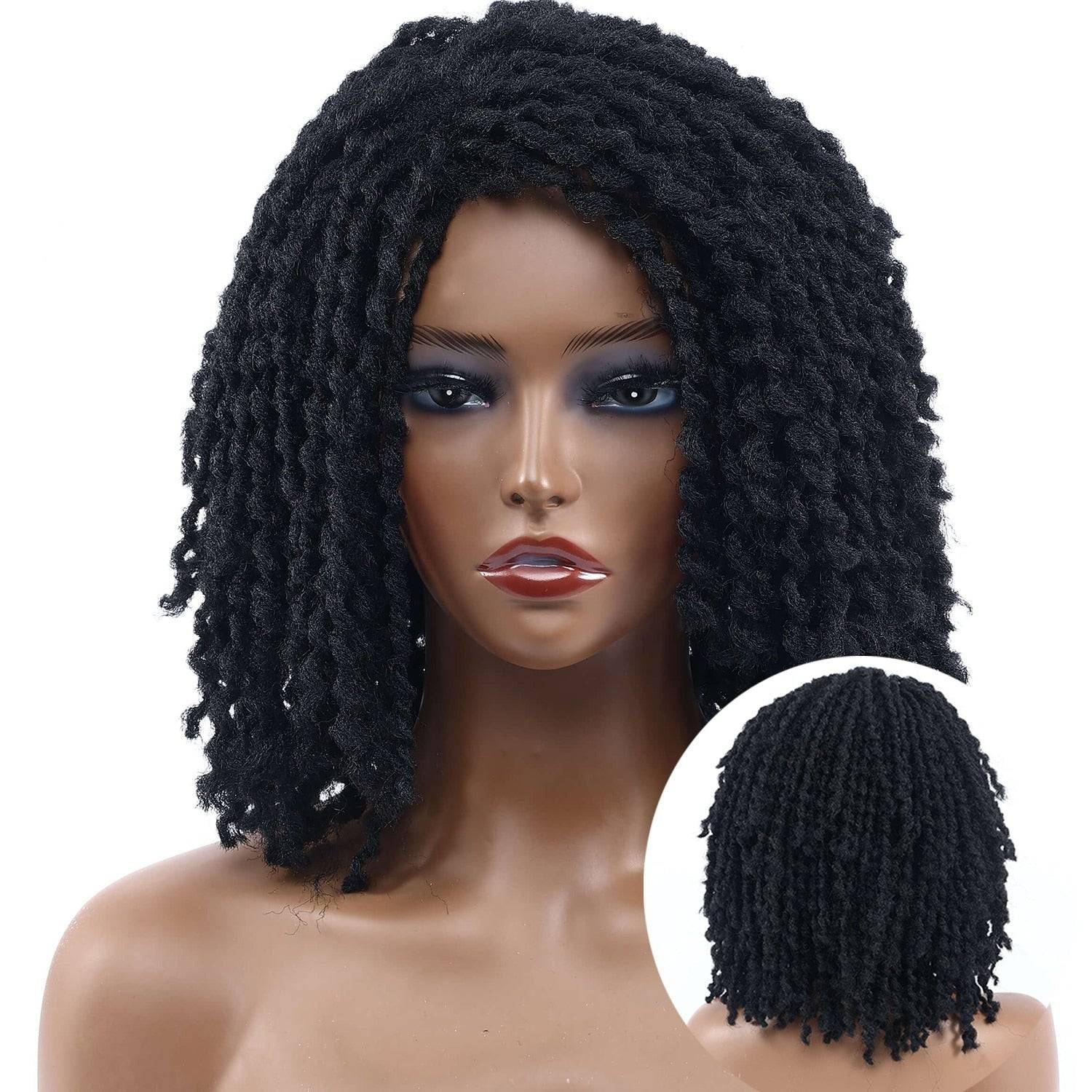 E447 1B Starter Locs Wig for Black Women, featuring frizzy locs for a natural look. Perfect for those on a loc journey or seeking a dreadlocks wig.
