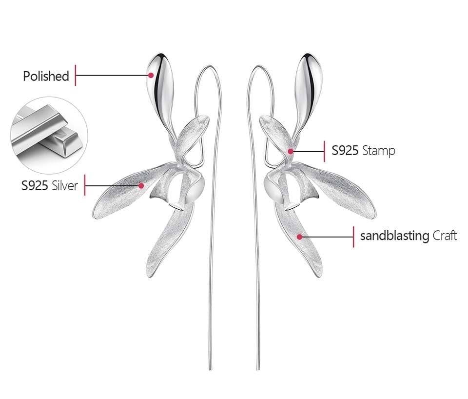 Beautiful Big Orchid Gold Flower Earrings