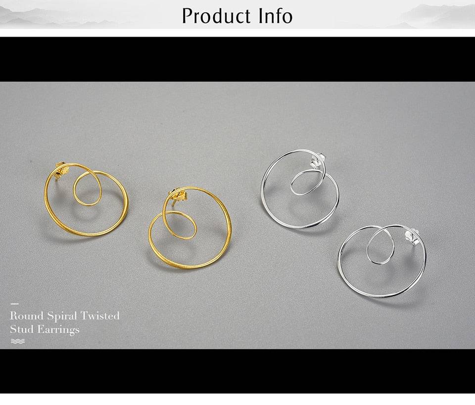 Minimalism Gold Round Spiral Twisted Stud Earrings