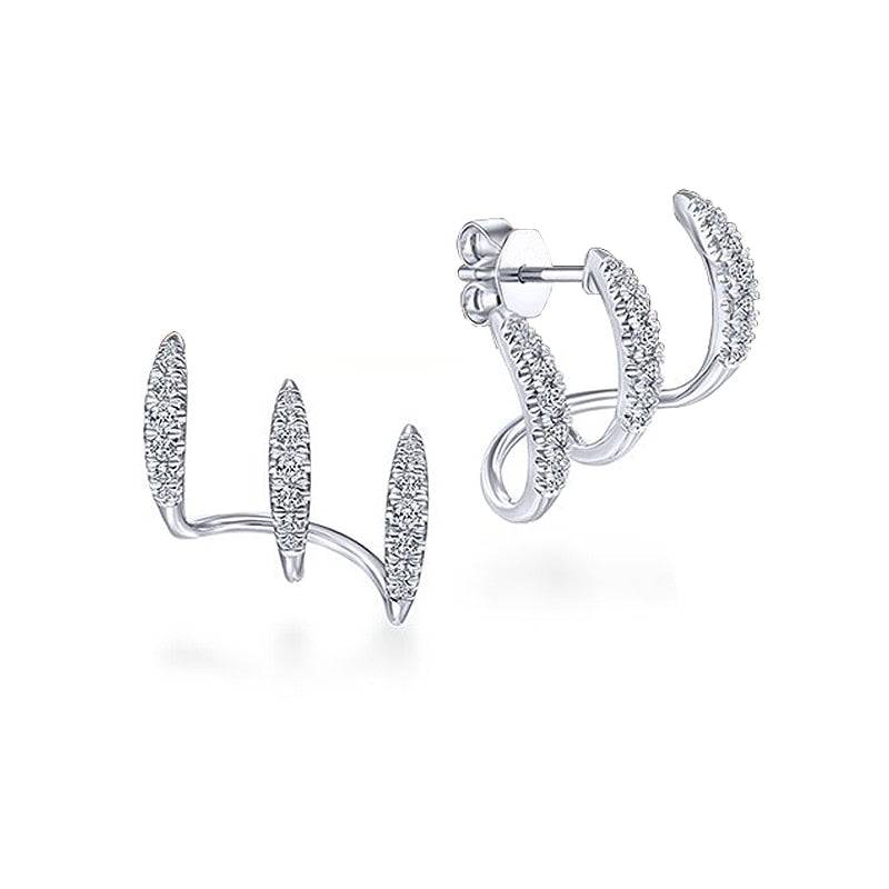 Huitan Silver Color Claws Stud Earrings with Crystal Stone Modern Design For Women