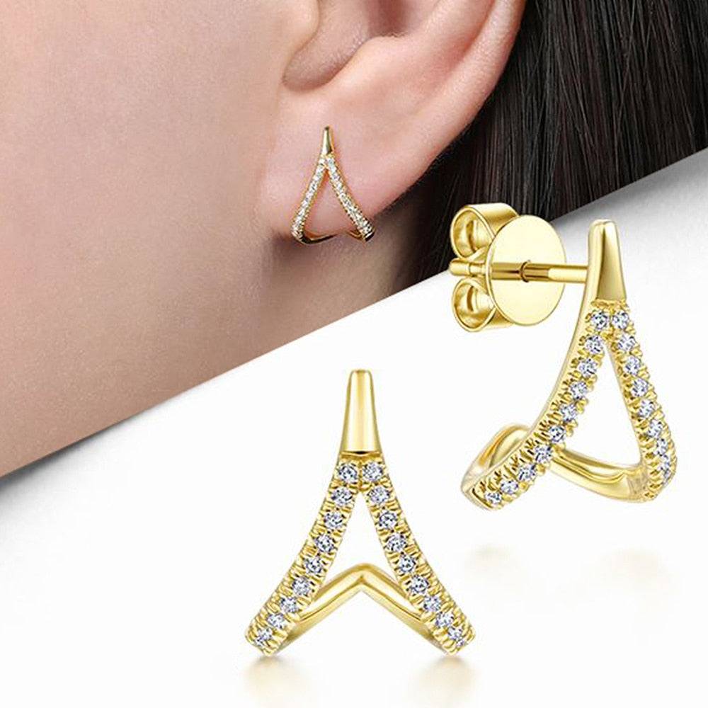 Huitan Silver Color Claws Stud Earrings with Crystal Stone Modern Design For Women