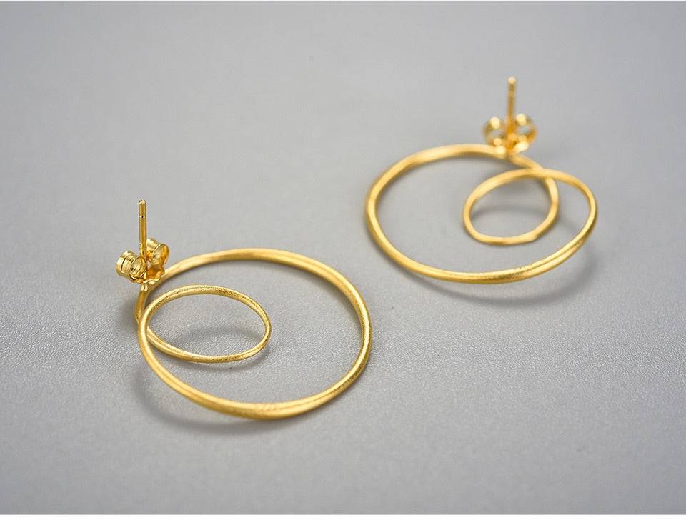 Minimalism Gold Round Spiral Twisted Stud Earrings