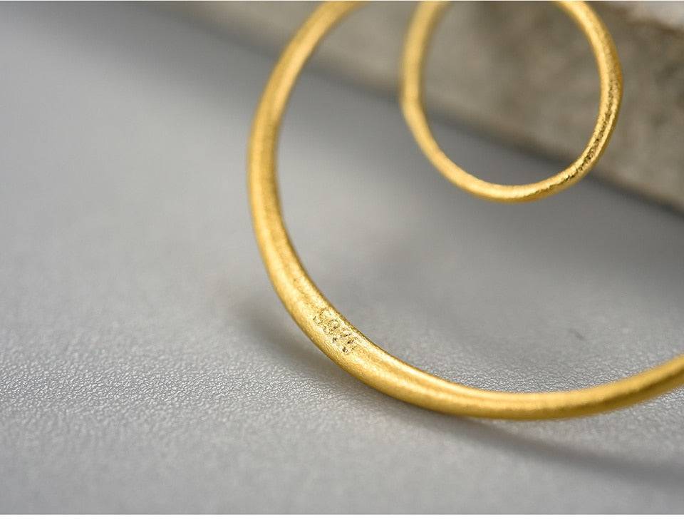 Minimalism Gold Round Spiral Twisted Stud Earrings