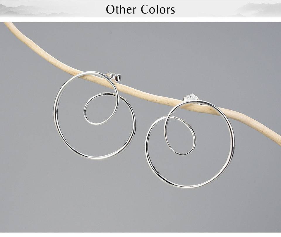 Minimalism Gold Round Spiral Twisted Stud Earrings