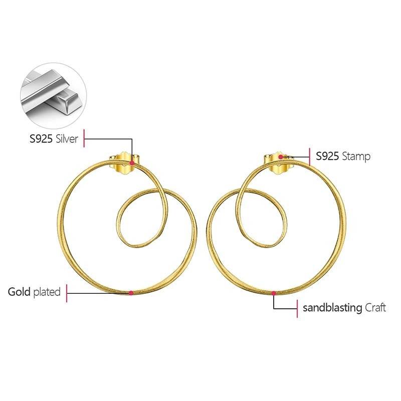 Minimalism Gold Round Spiral Twisted Stud Earrings