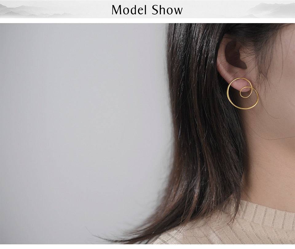 Minimalism Gold Round Spiral Twisted Stud Earrings