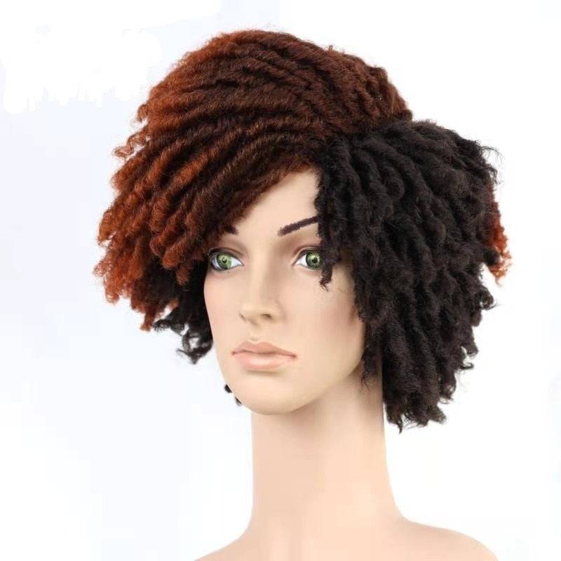 RM458 T4 130 Starter Locs Wig for Black Women, featuring frizzy two-tone dreadlocks in black and auburn. Perfect for a loc journey or protective styling.