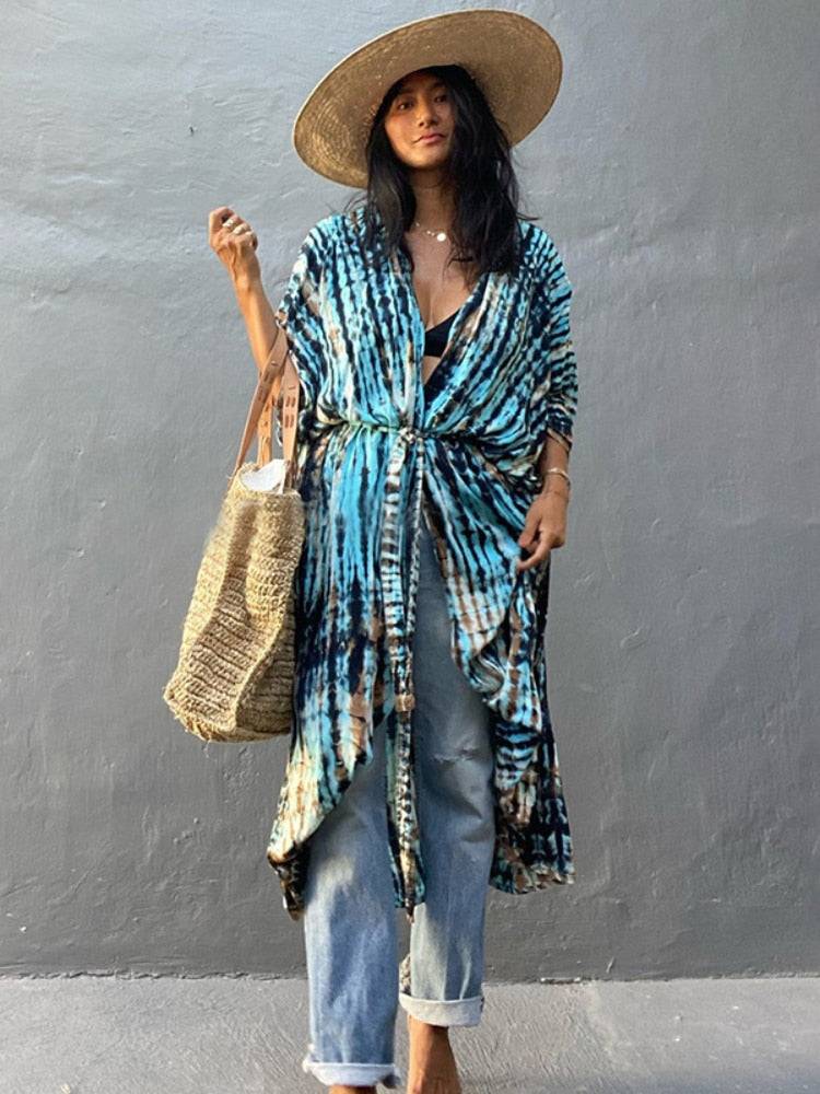 Tie Dye Kimono Beach Dress for Women - Summer Beachwear Outfits
