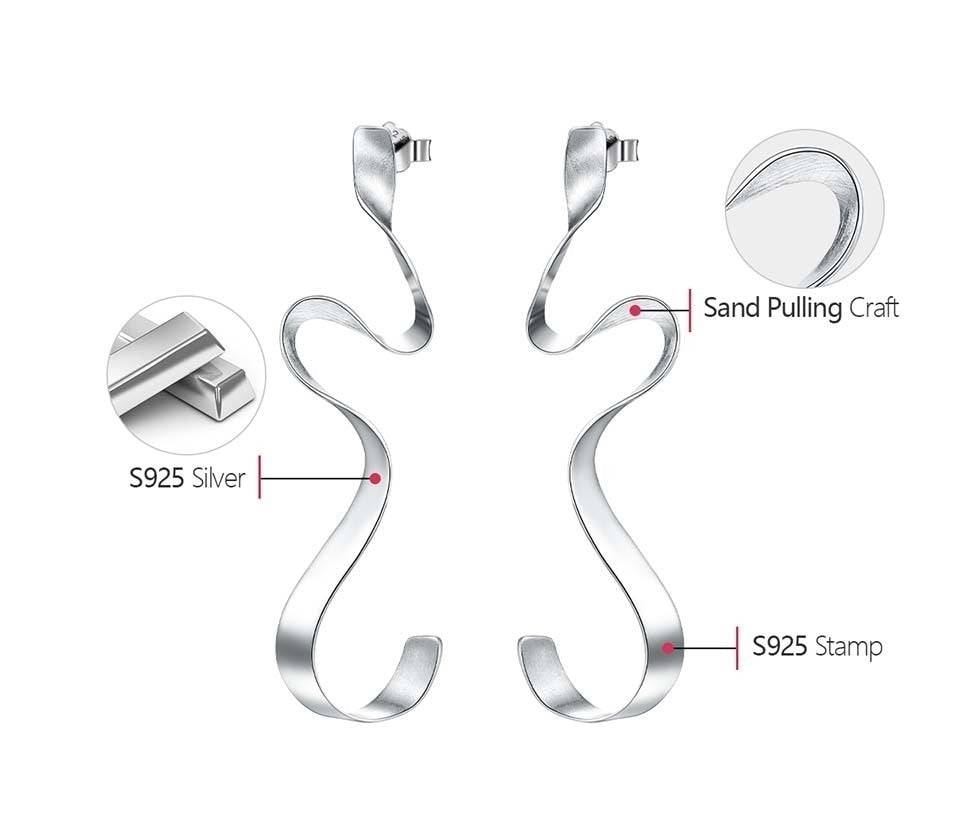 Gold Spiral Curved Long Earrings