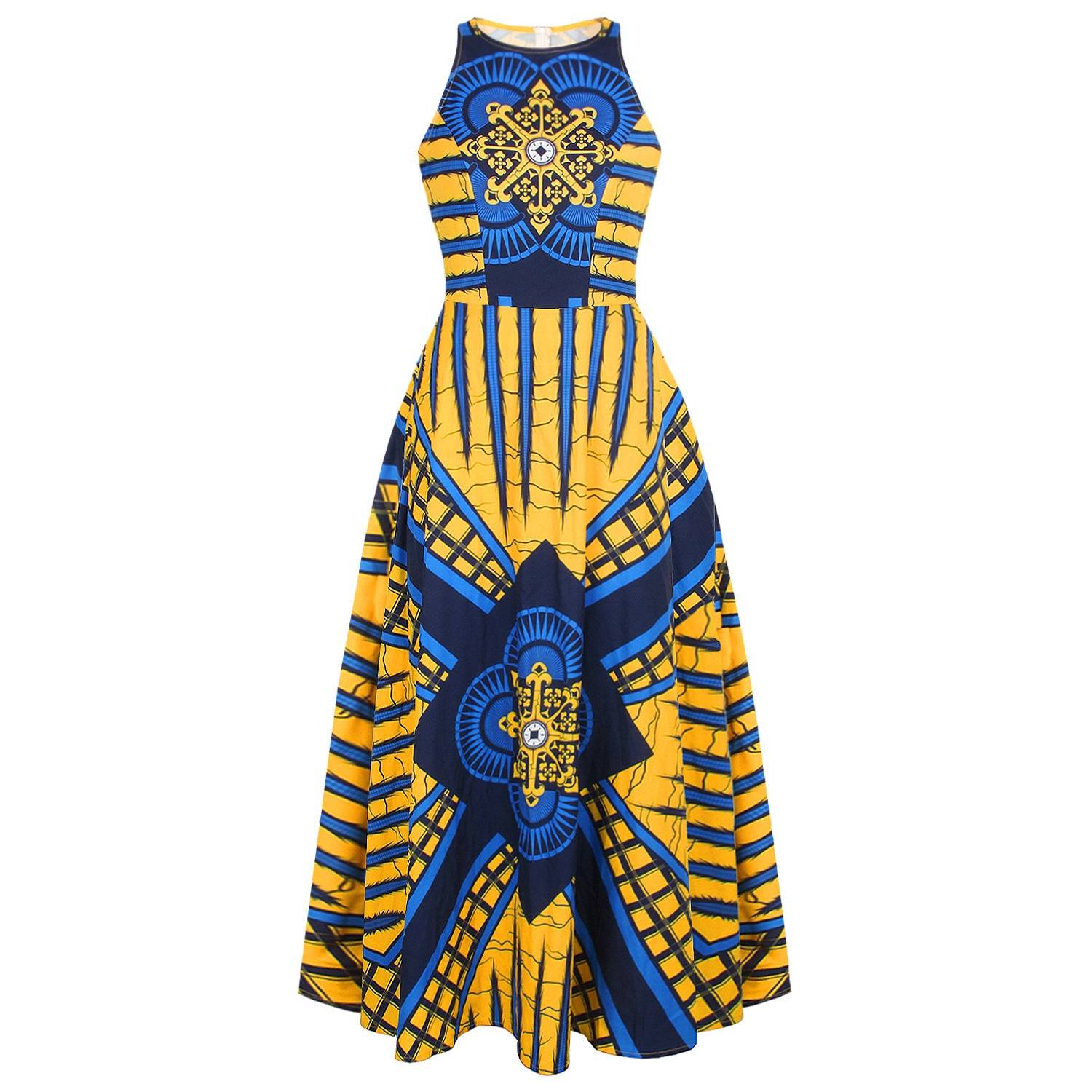 African Halter Neck Maxi Dress