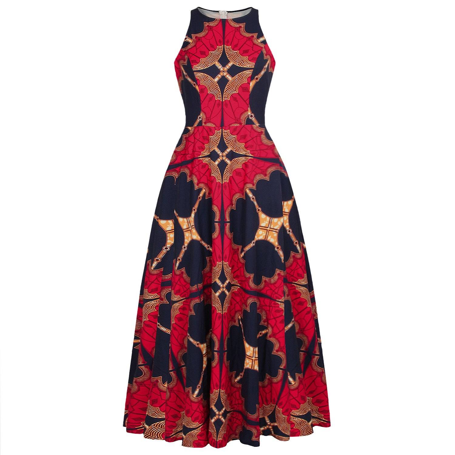 African Halter Neck Maxi Dress