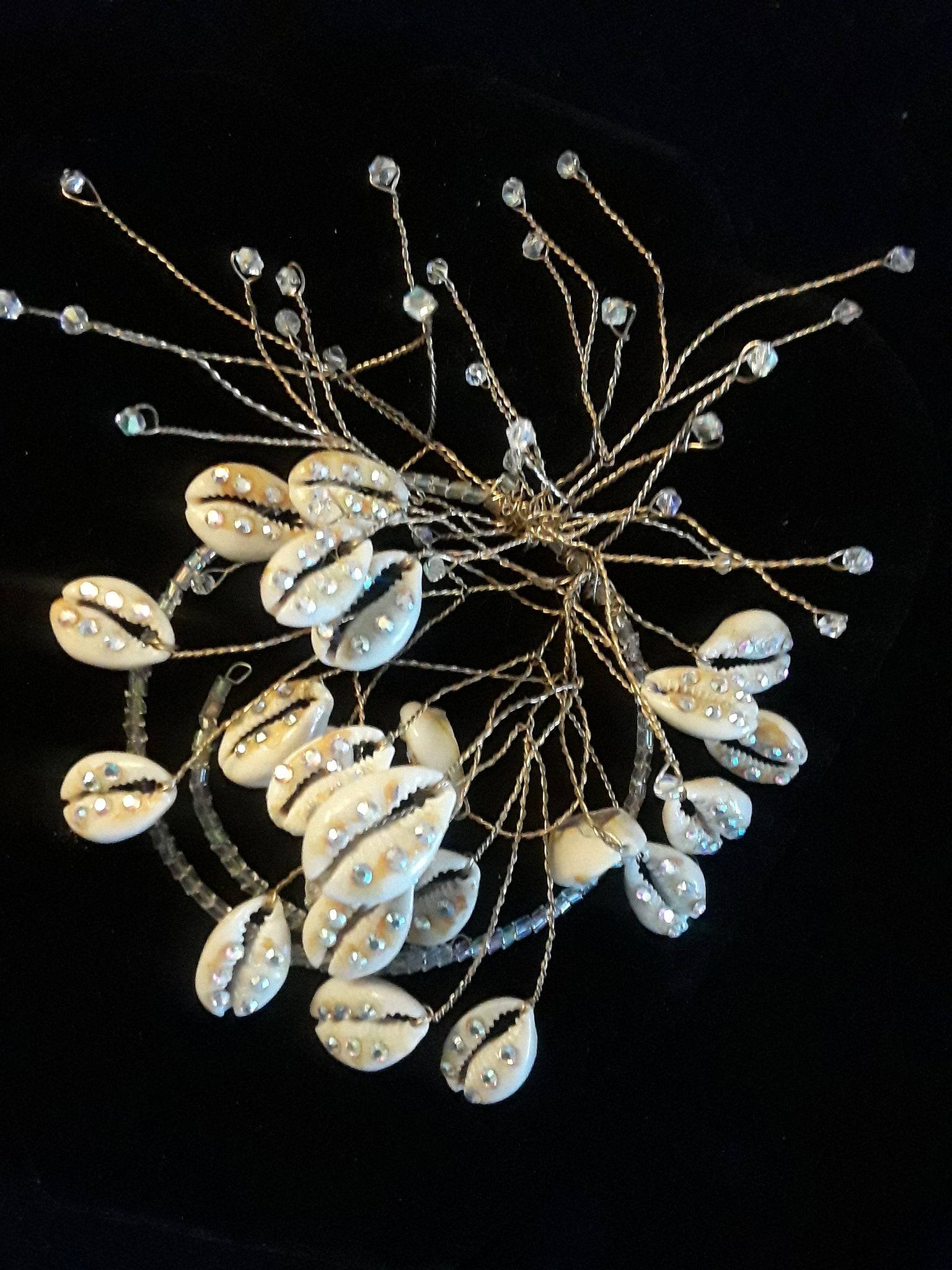 Bridal Headpiece Cowrie Shells with Rhinestones