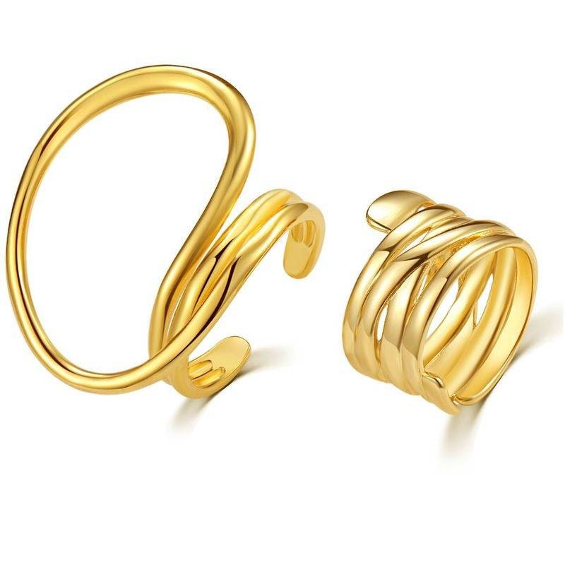 Gold Distorted Geometric Rings for Women