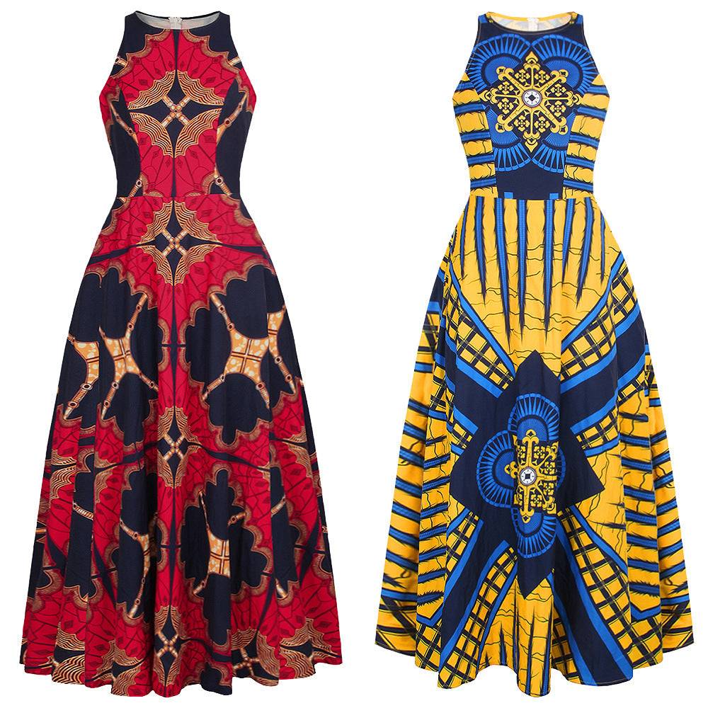African Halter Neck Maxi Dress