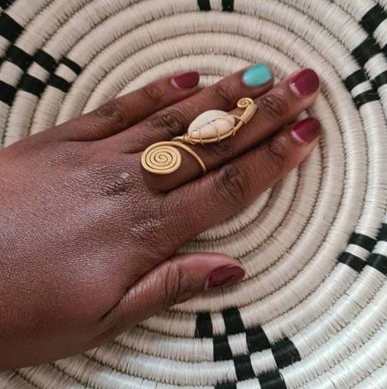 Handmade Cowrie Shell Ring