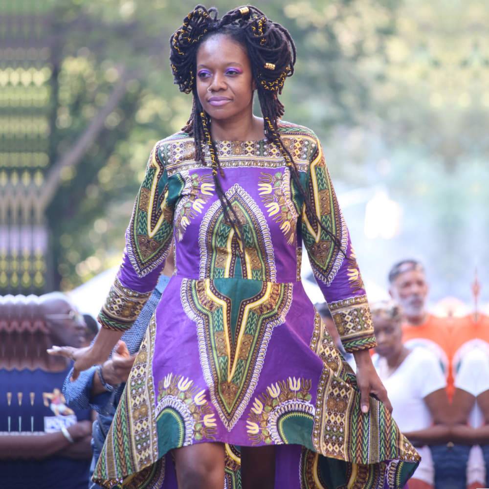 Hi-Low African Dashiki Maxi Dress purple and dark green XS to 6S