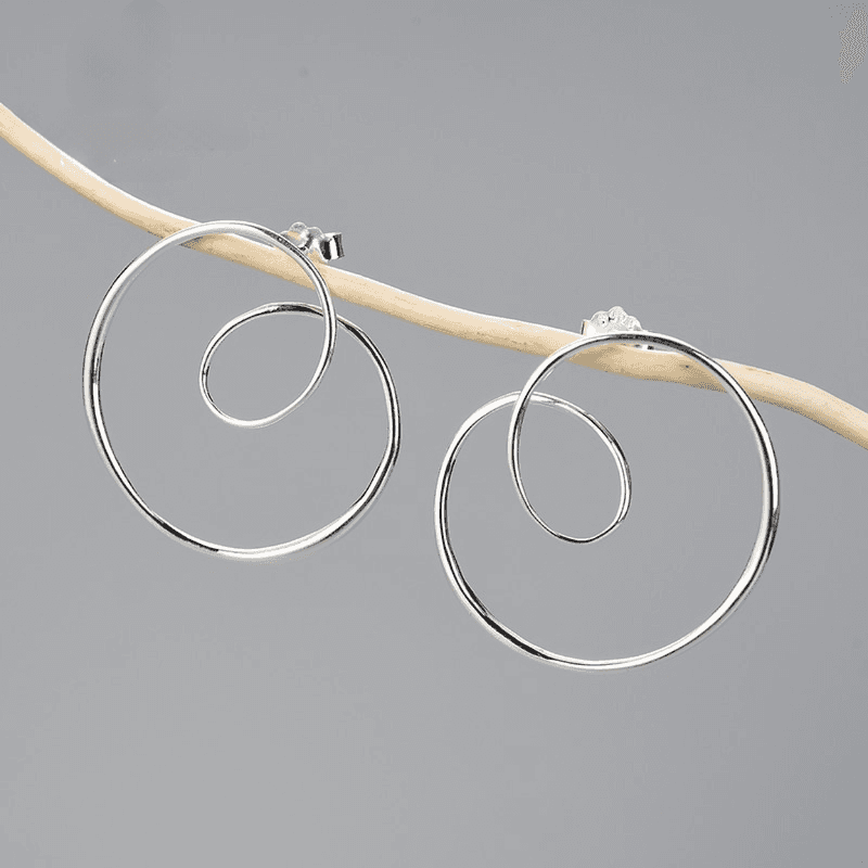 Minimalism Gold Round Spiral Twisted Stud Earrings