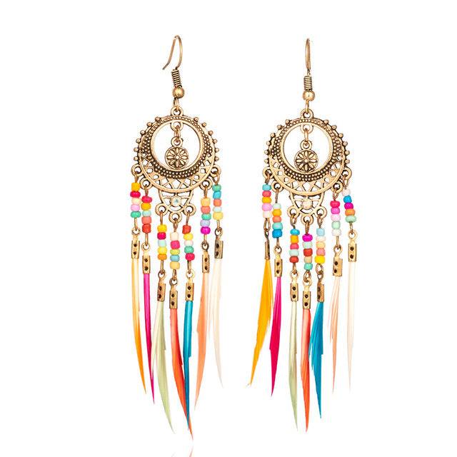 Gold Silver Vintage Rainbow Earrings