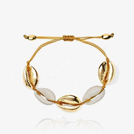 Golden Cowrie Shell Loc tie