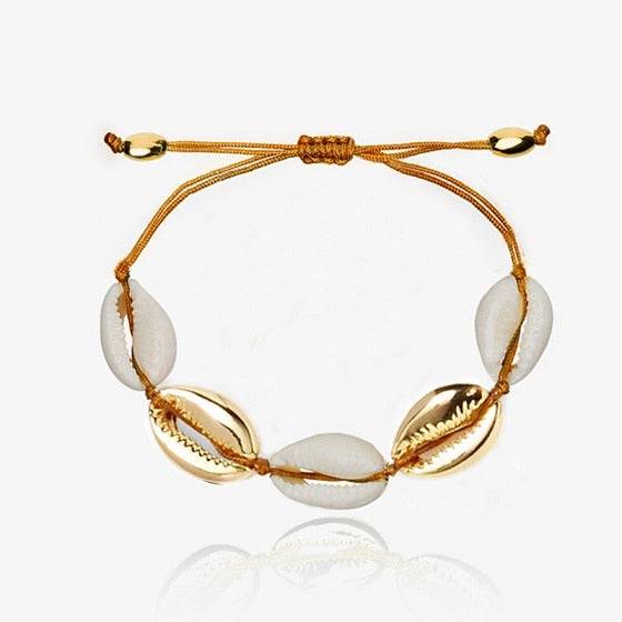 Golden Cowrie Shell Loc tie