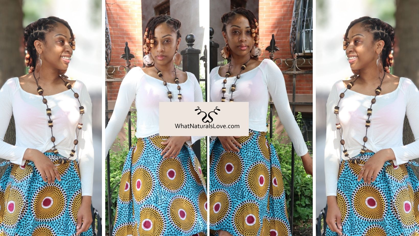 Model Fancy in African Ankara High Low Skirt & Stylish Long Sleeve Blouse Tunic for small and plus size women
