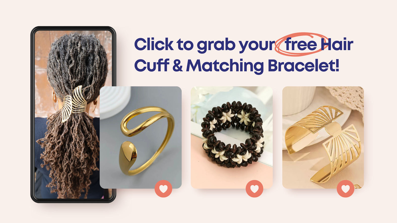 Free Hair Cuff & Matching Bracelet!