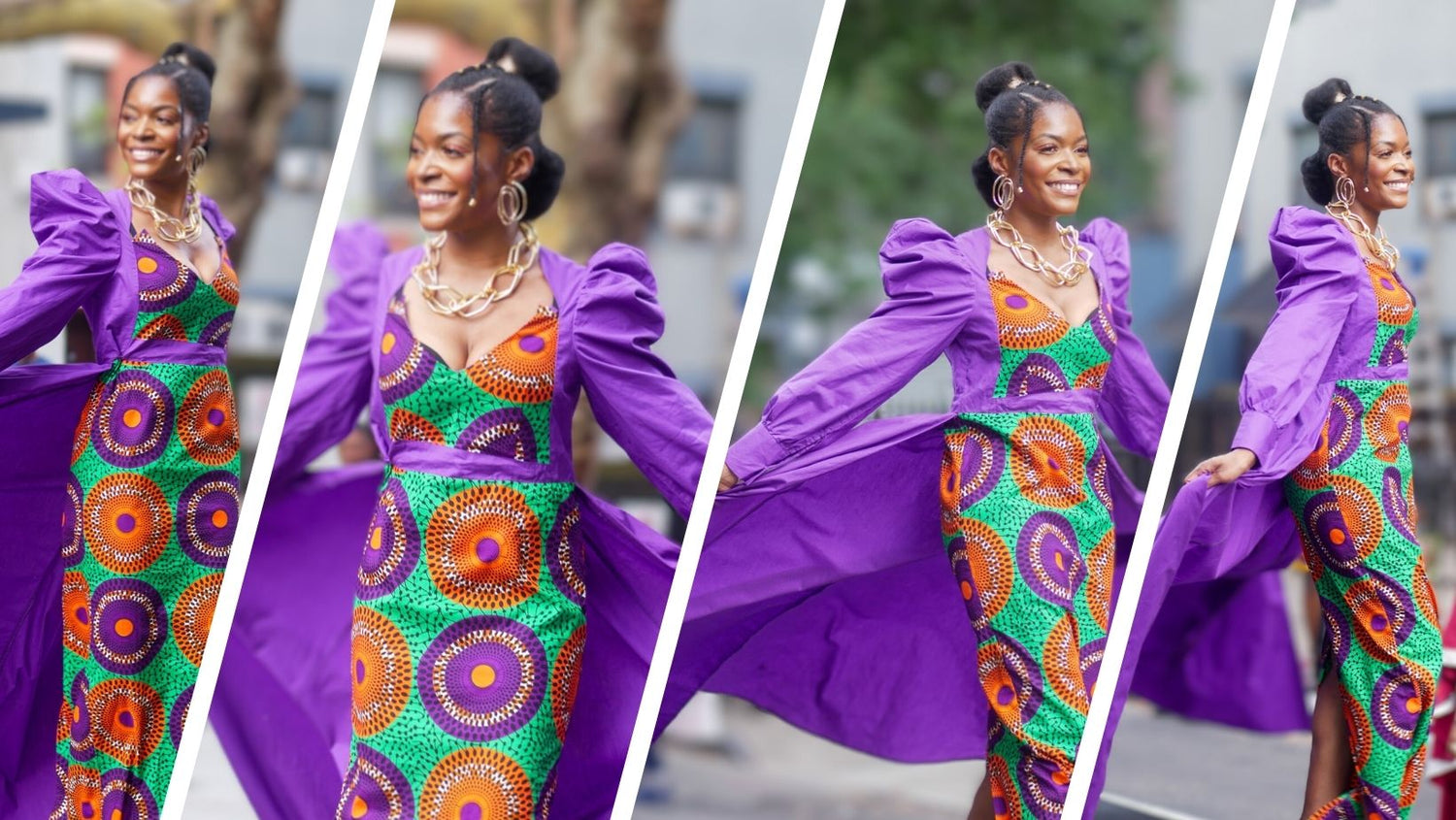 "Shop The Look!" Sexy Ankara African Print Maxi Dress Styled To Match With Moldable Hair Tie, Necklace and Earings