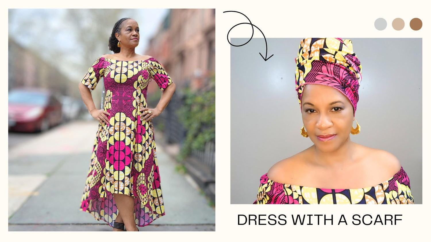 Embracing Versatility: The High-Low Off-Shoulder Dress with a Multi-Functional Scarf