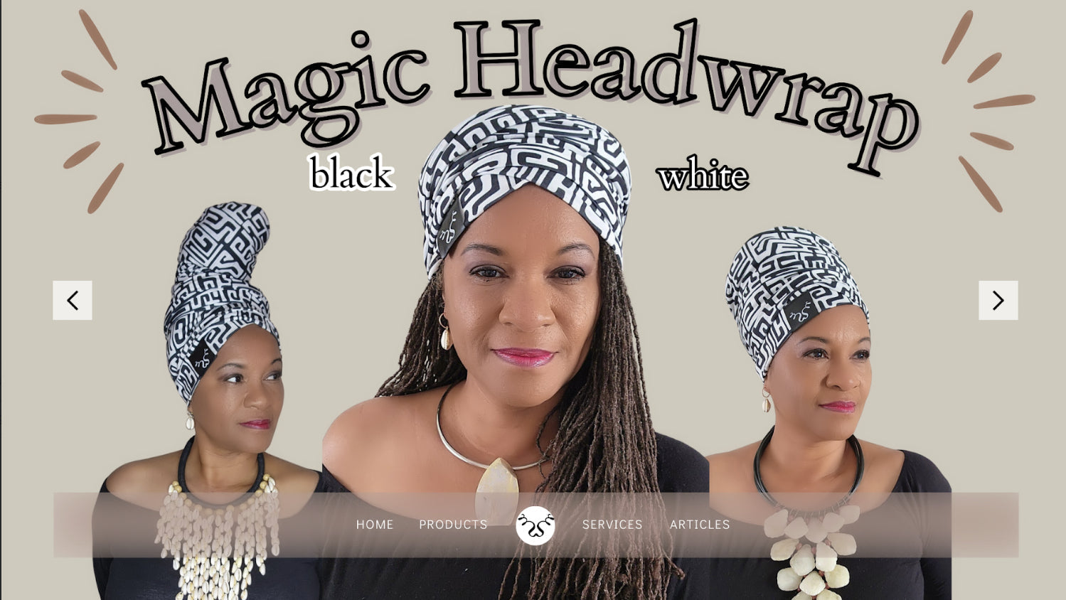 The Black & White Magic Headwrap for Locs, Dreadlocks, Siserlocks, Braids and Afros