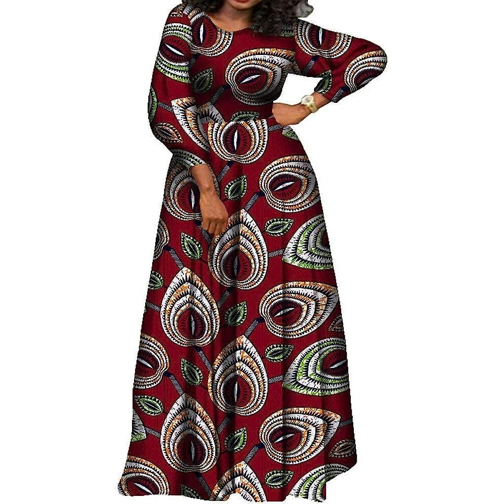 Robe midi africaine Rouge n bleu XL 