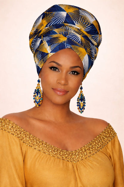 The African Magic Head Wrap - Blue Diamond