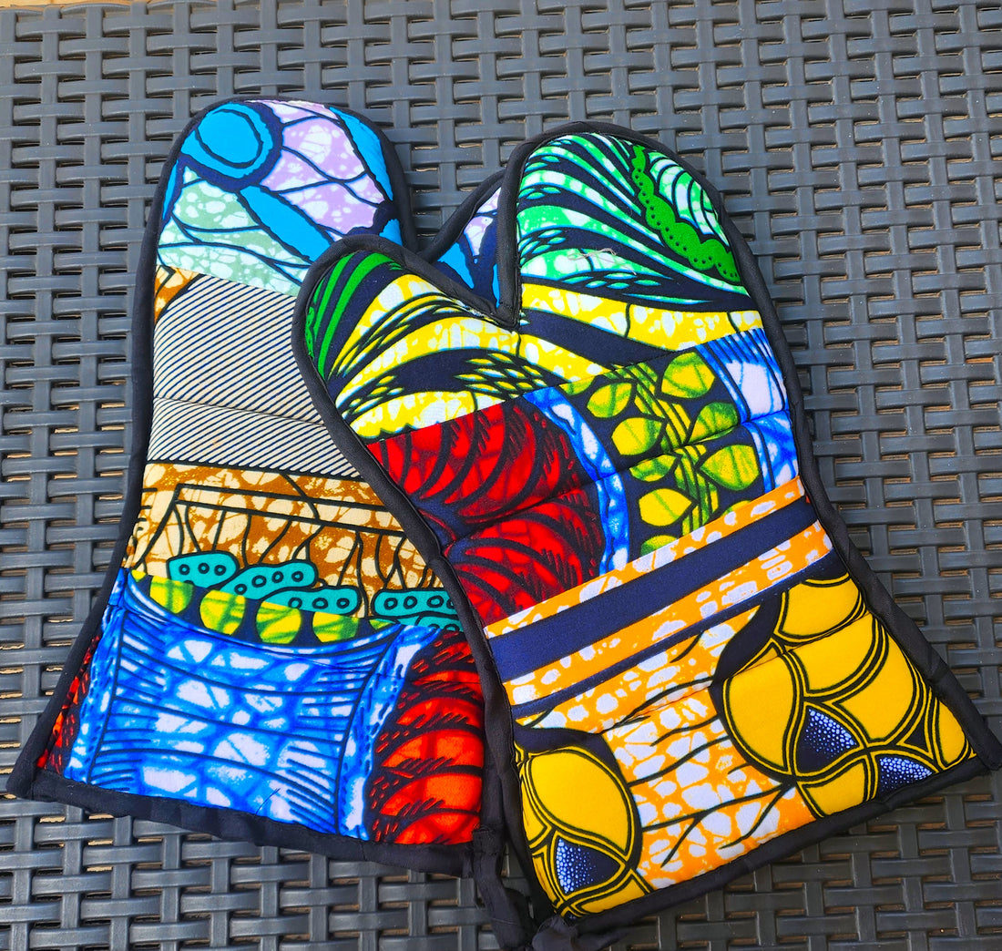 Quilted African Oven Mitts and African Apron Sets