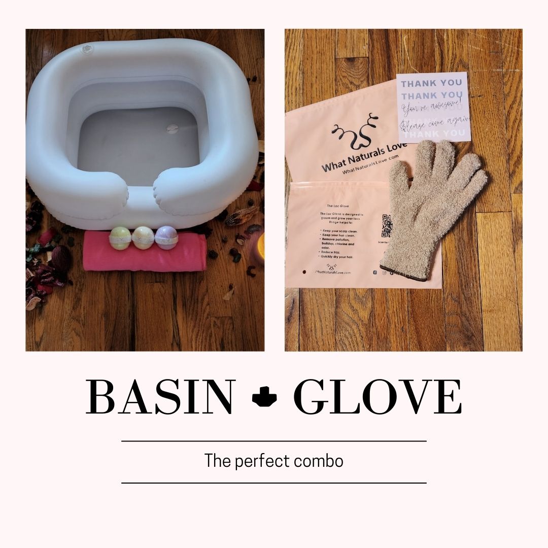 Wash Basin plus the loc glove for Locs, Dreadlocks, Microlocs 
