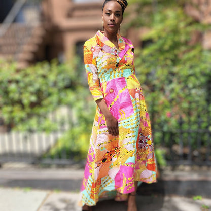 Robe maxi africaine Bazin Rich en XS à 6X