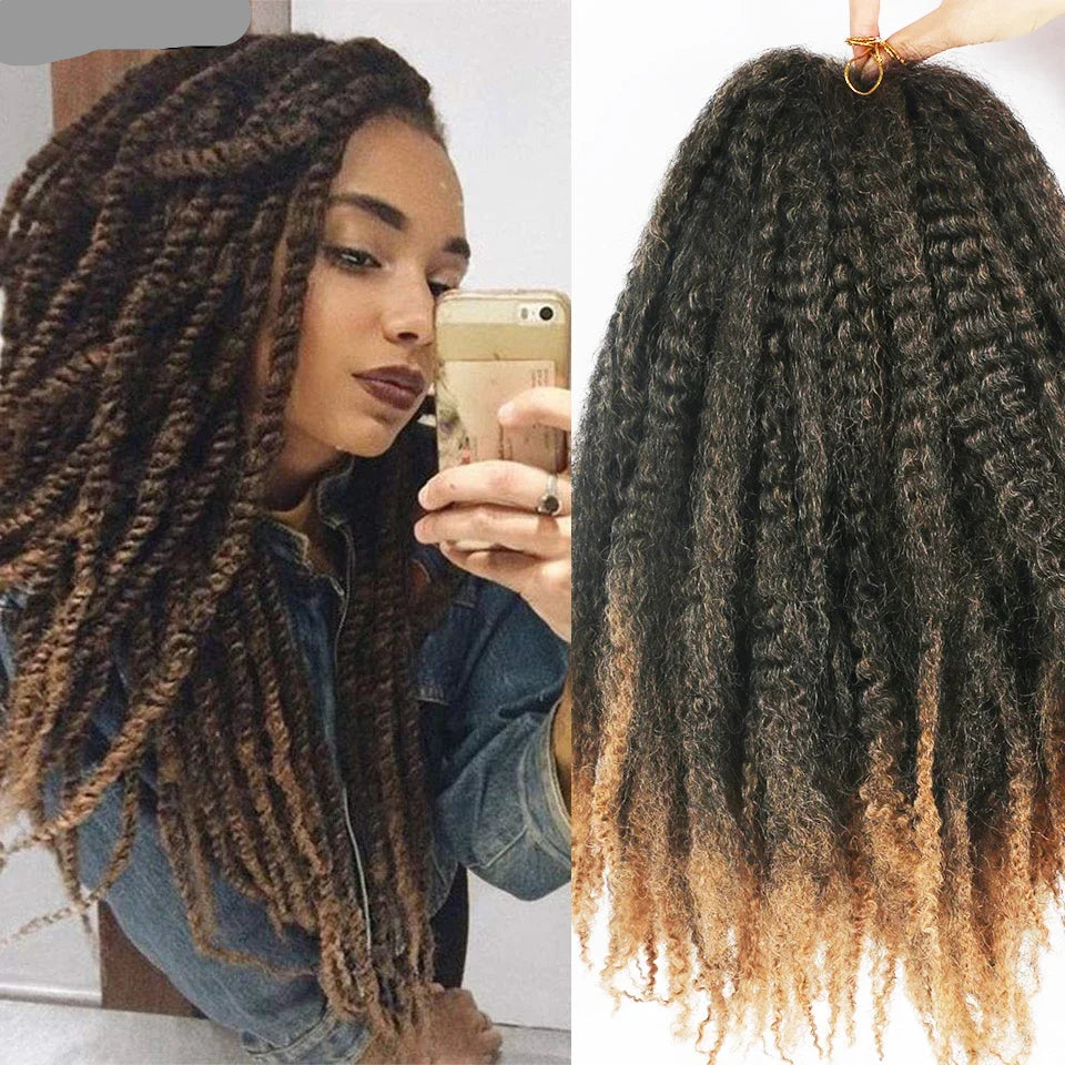 Black Marley Afro Kinky Braiding Hair with Brown ends