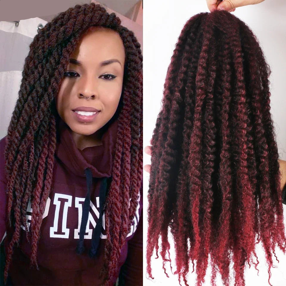 Black Marley Afro Kinky Braiding Hair with Red ends