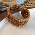 Boho Bamboo &amp; Wood Bangle – Handmade Rattan Cuff 