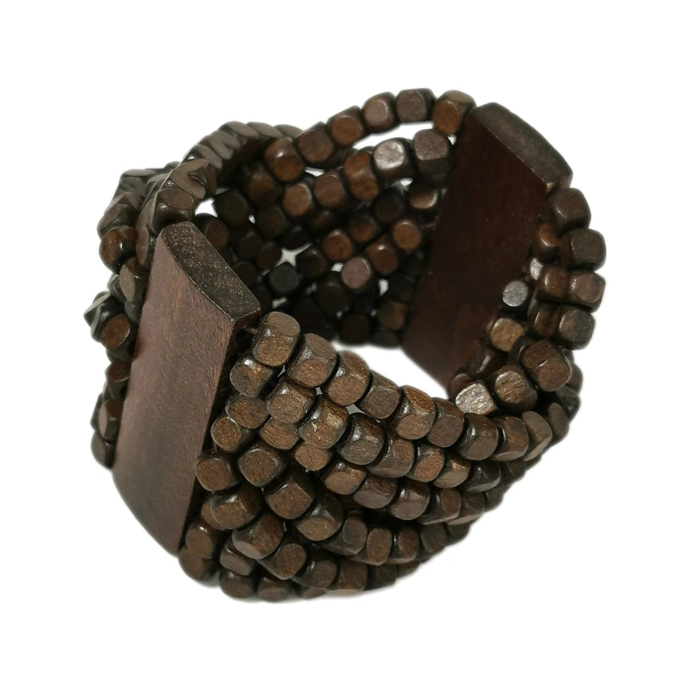Brown Wooden Bead Bracelet