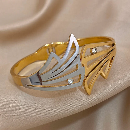 Detailed view of Butterfly Wing Hair Cuff showing layered wing structure and crystals