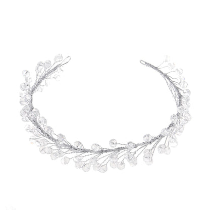 CLEAR CRYSTAL BRIDAL HEADBAND WITH SILVER WIRE, SPARKLING DESIGN IDEAL FOR WEDDINGS AND OCCASIONS.