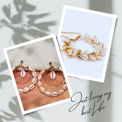 Cowrie Shell Earrings and Bracelet