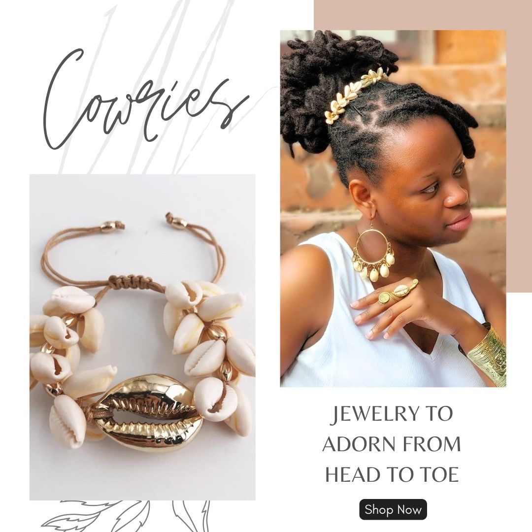 Cowrie Shell Hair Ties For Locs, Sisterlocks and Dreadlocks