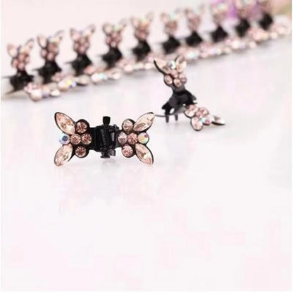 Crystal Butterfly Hair Clips - Brown