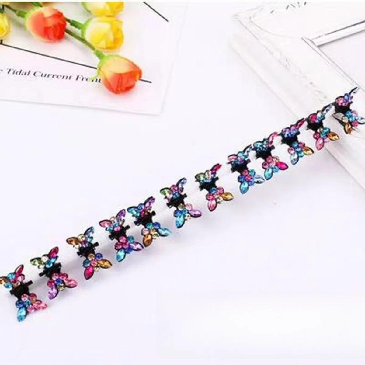 Crystal Butterfly Hair Clips - Multicolor