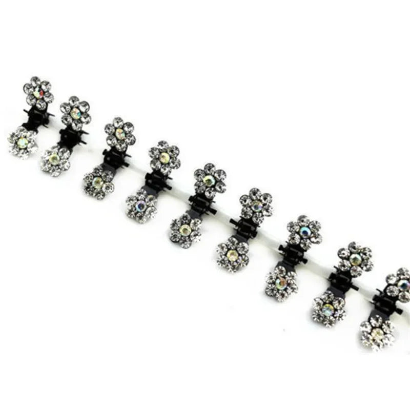 Crystal Flower Hair Claw Clips 